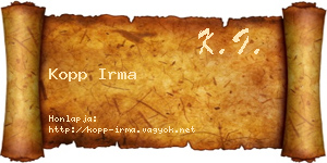 Kopp Irma névjegykártya