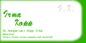 irma kopp business card